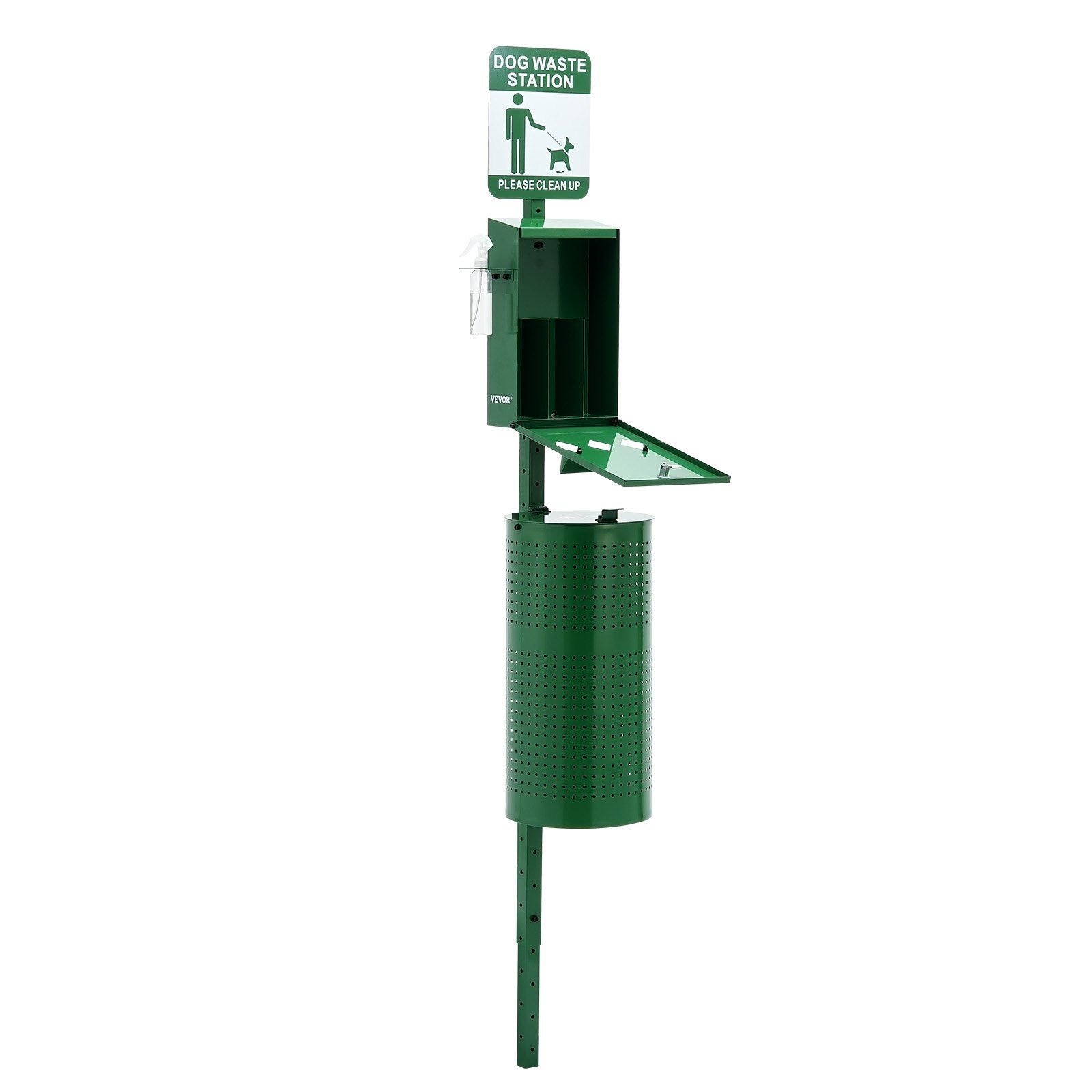 VEVOR Dog Waste Station with Hand Wash Bottle, Commercial Dog Poop Station, 11.5 Gallons Pet Waste Bin with 50 Can Liners